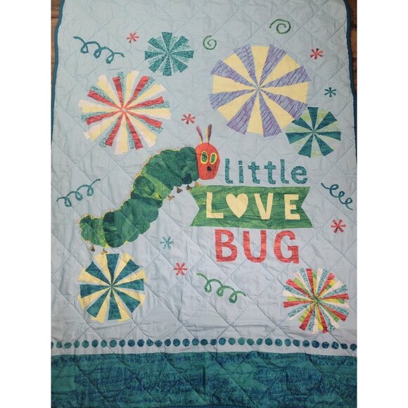 Crib Quilt Blanket Eric Carle Very Hungry Caterpillar Colorful Playroom 58X42” - Picture 4 of 11